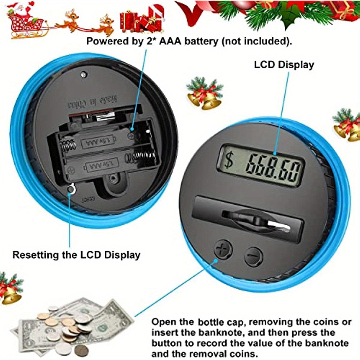 digital coin piggy bank coin counter   with automatic lcd display large capacity digital counting money jar details 3