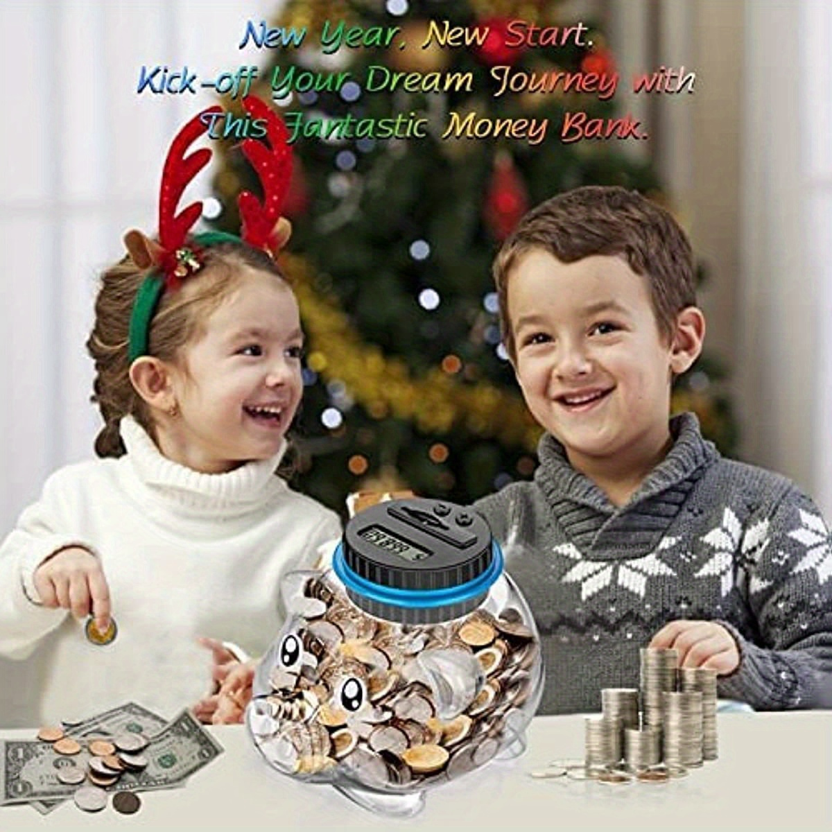 digital coin piggy bank coin counter   with automatic lcd display large capacity digital counting money jar details 4