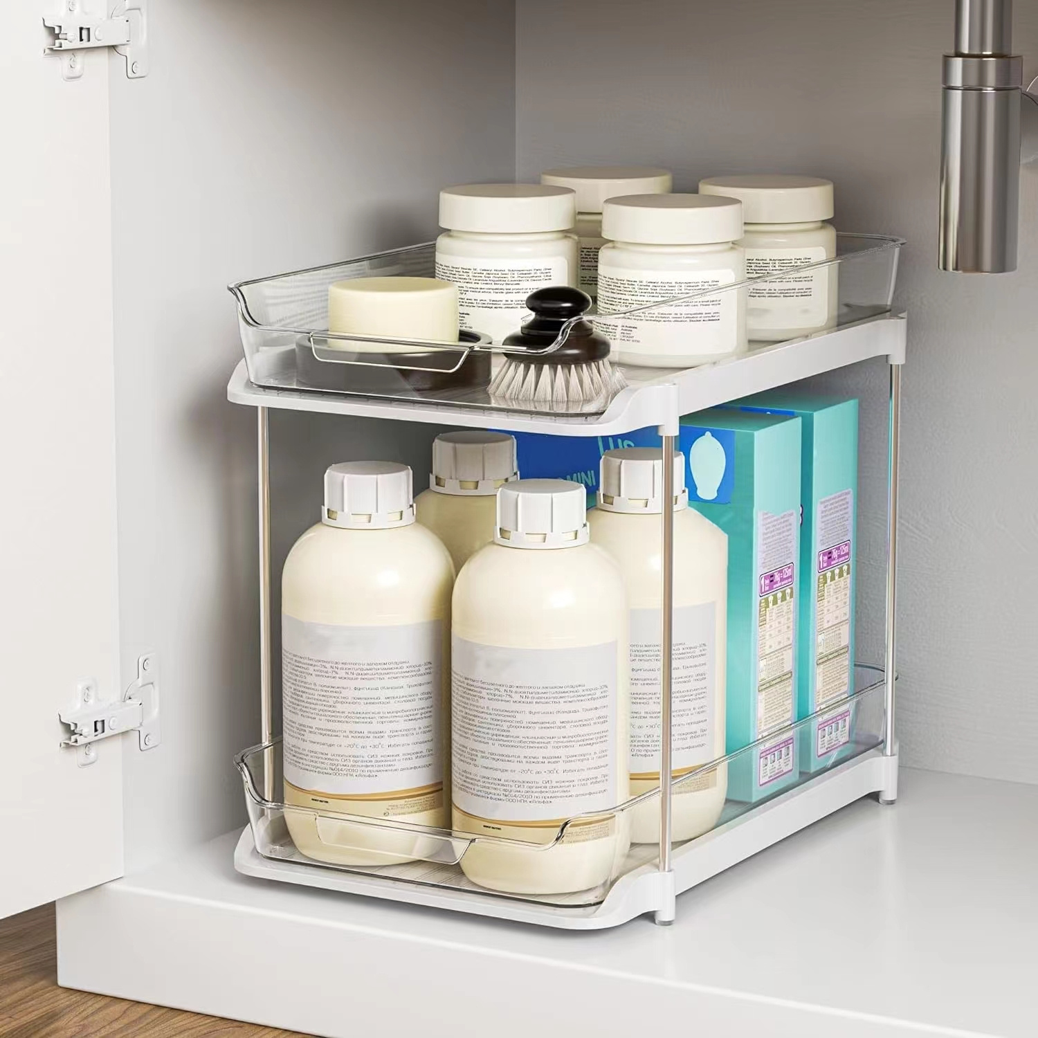 1/2 stück herausziehbarer spülenschrank organizer 2 stufiges