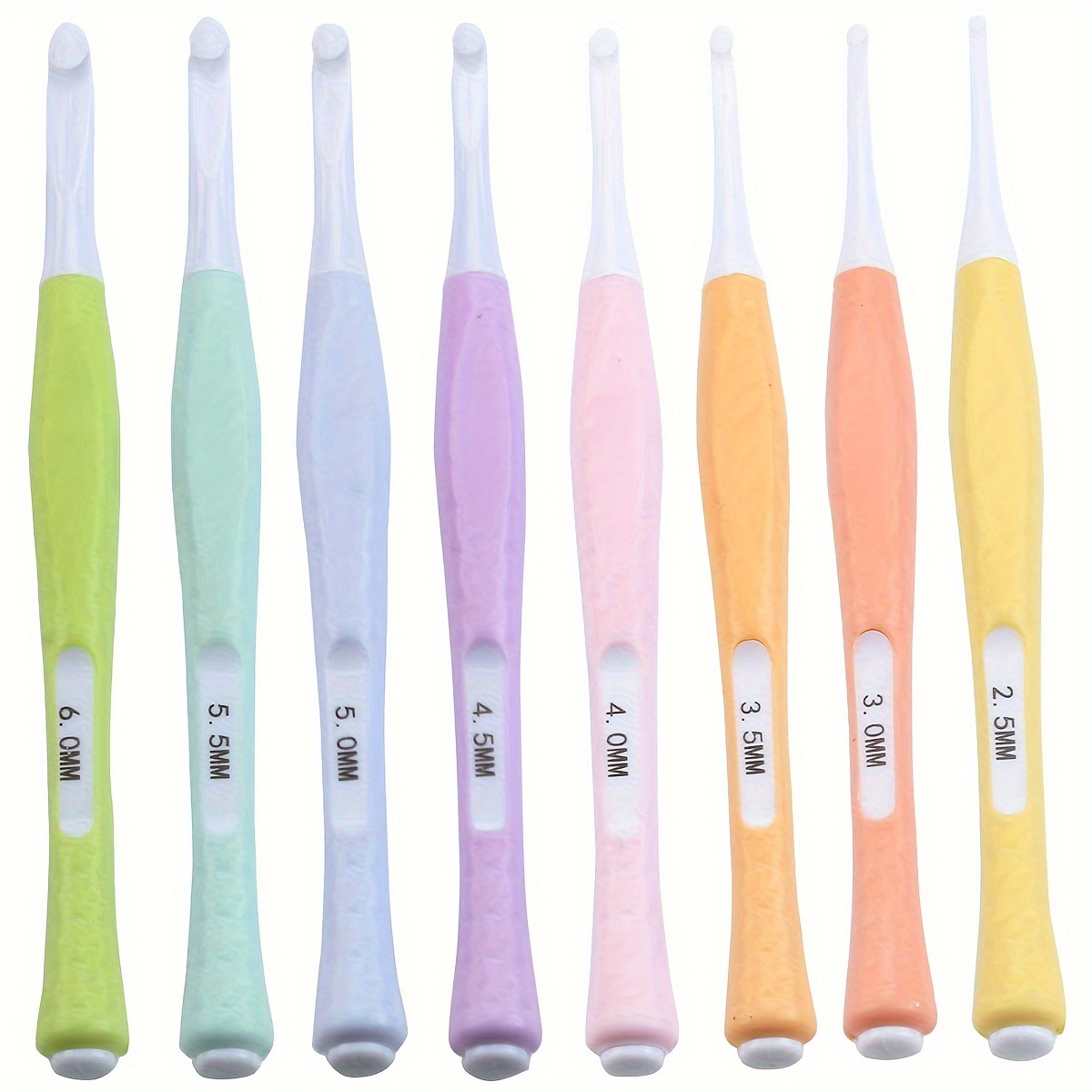 

8-piece Ergonomic Crochet Hook Set With Soft Silicone Handles - Colors, Ideal For Beginners & Arthritis Sufferers