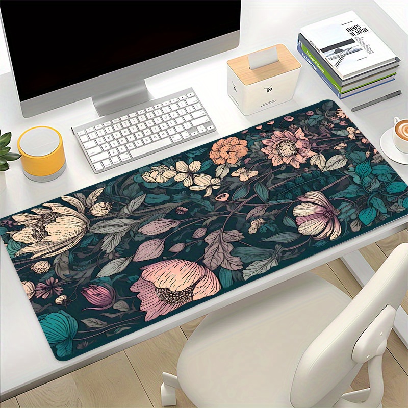 

Boho Vintage Flowers Large Game Mouse Pad Computer Hd Retro Floral Desk Mat Keyboard Pad Natural Rubber Non-slip Office Mousepad Table Accessories As Gift For Boyfriend/girlfriend Size 35.4x15.7in