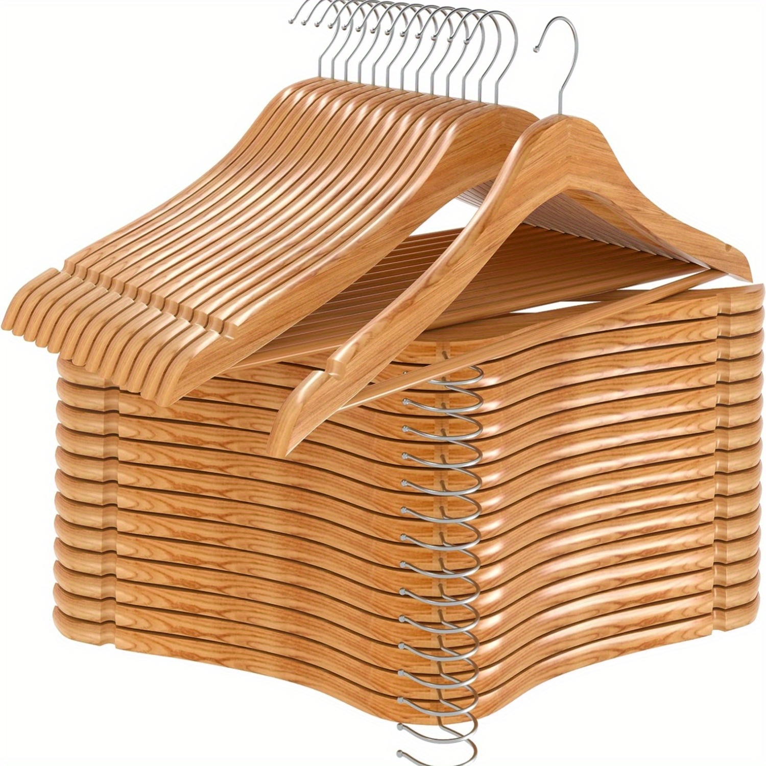 

20pcs Non-slip Wooden Clothes Hangers With , Solid Wooden Drying Rack For Wardrobes, Bedrooms, Household Space Saving Storage Organizer For Bedroom, Bathroom, Closet, Wardrobe, Home