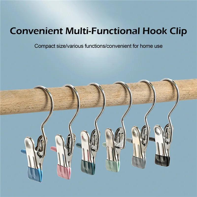 10pcs stainless steel clothespins laundry clothes pegs with hook portable hanging clothes clips closet clothes organizer hanger clothes pins details 0