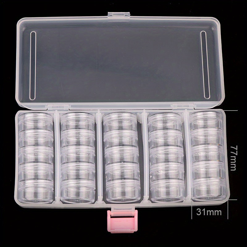 Image of 25pcs Women's Nail Art Accessory Box, Translucent Plastic Storage Case For Nail Supplies And Small Items