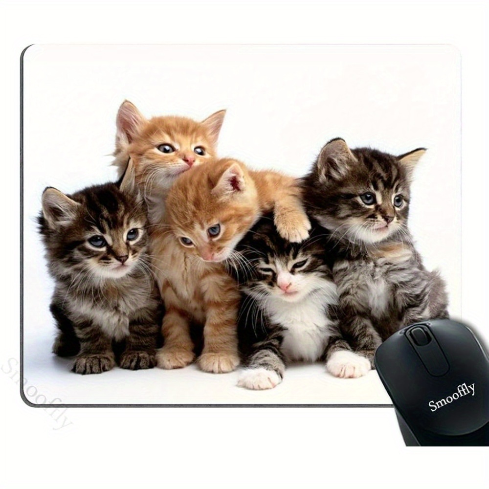 

Smoothly Cats Mouse Pad For Computers, Kittens Family Cats Mouse Pad