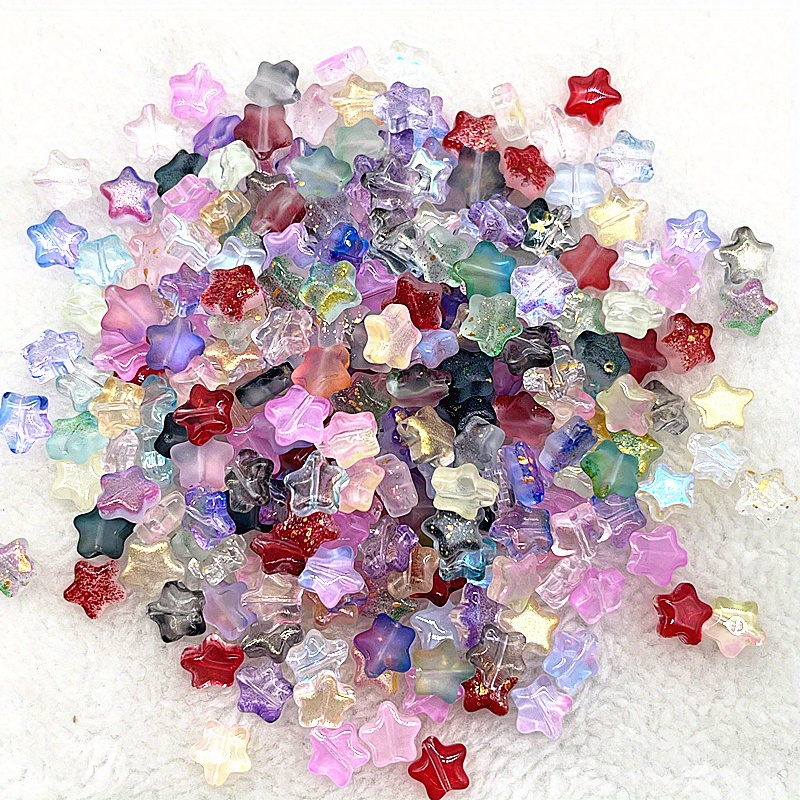 

30 Pcs 8mm Ab Color Five-pointed Star Glass Loose Beads Spacing Beads Jewelry For Making Necklace Bracelet Diy Accessories Gifts For Eid