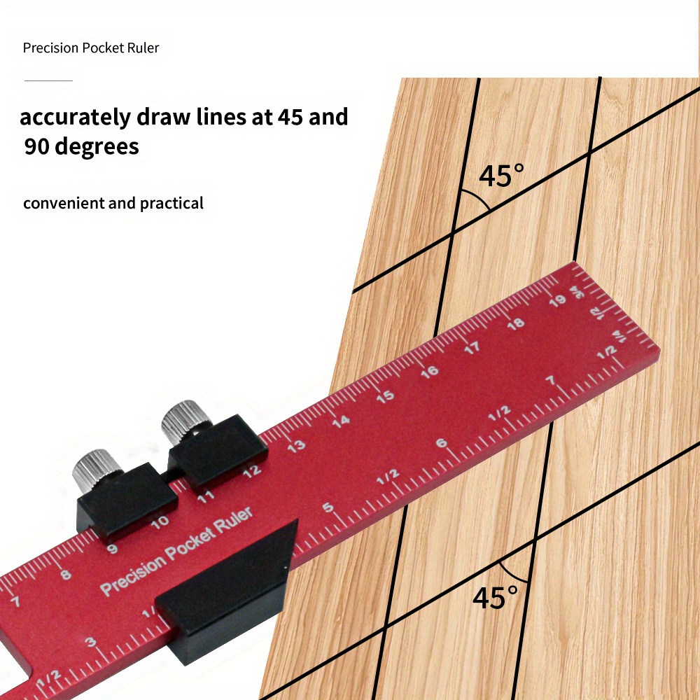 Woodworking Precision Pocket Ruler Aluminum Slide Ruler Inch - Temu