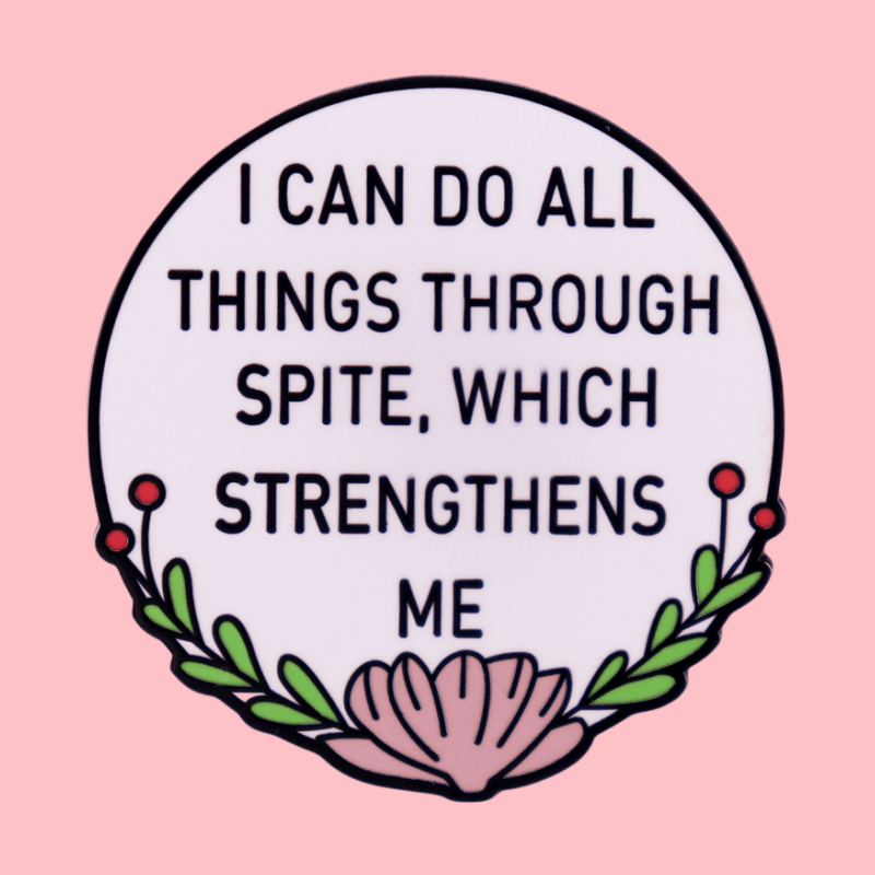 

1pc, "i Can Do All Things Through Spite" Brooch Pin, Cute & Simple English Quote Badge, Fun Enamel Lapel Pin, Bag Accessory