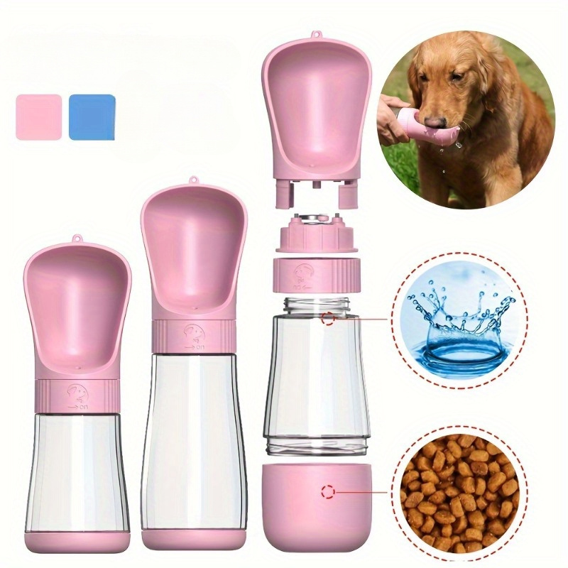 

1pc Portable Dog Water Bottle, Plastic Leak Proof Dog Water Drinking Bottle, 2 In 1 Dog Food And Water Container