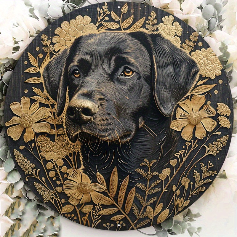 

1pc 8x8inch Aluminum Metal Sign Engraving Of A Labrador In Wood Round Aluminum Sign Door Hanger Sign Wall Sign Wreath Sign Metal Sign Decor Sign