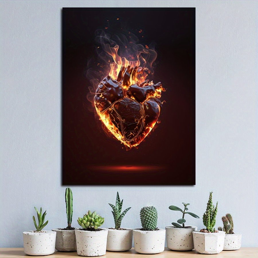 

1pc Heart Poster Canvas For Home Decoration, Living Room Bedroom Bathroom Kitchen Cafe Office Decoration,perfect Gift,wallpaper,