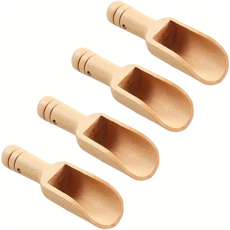 

4pcs Mini Wooden Scoops For Jars, Small Bath Salt Scoop, Mini Bamboo Spoons, Small Wooden Scoop, Mini Scooper, Wooden Sugar Spoon, Washing Powder Scoop, Kitchen Supplies