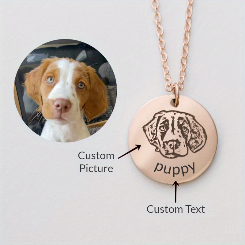 

Customized Engraved Pet Photo & Name Fingerprint Round Pendant Necklace Memorial Gift For Lovers Men And Women Lovely Minimalist Versatile Daily Wear Jewelry