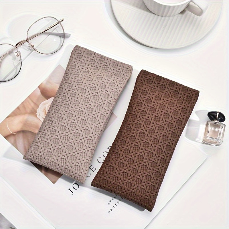 

Trendy Elegant Fresh Textured Glasses Bag, Pu Leather Portable Sunglasses Storage Pouch, Durable Protective Container, Eyewear Accessories For School Office