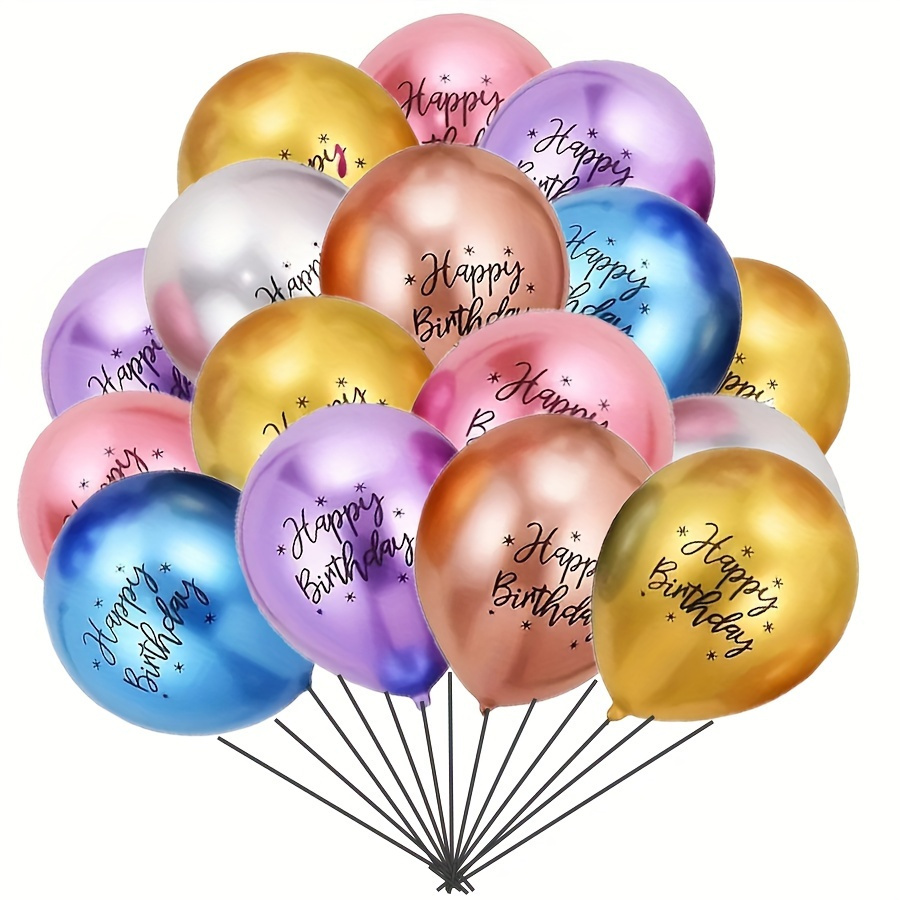 

15pcs, Metal Happy Birthday Balloons, Colorful Metallic Latex Balloons, Birthday Party Decor, Room Decor, Home Decor, Birthday Gift