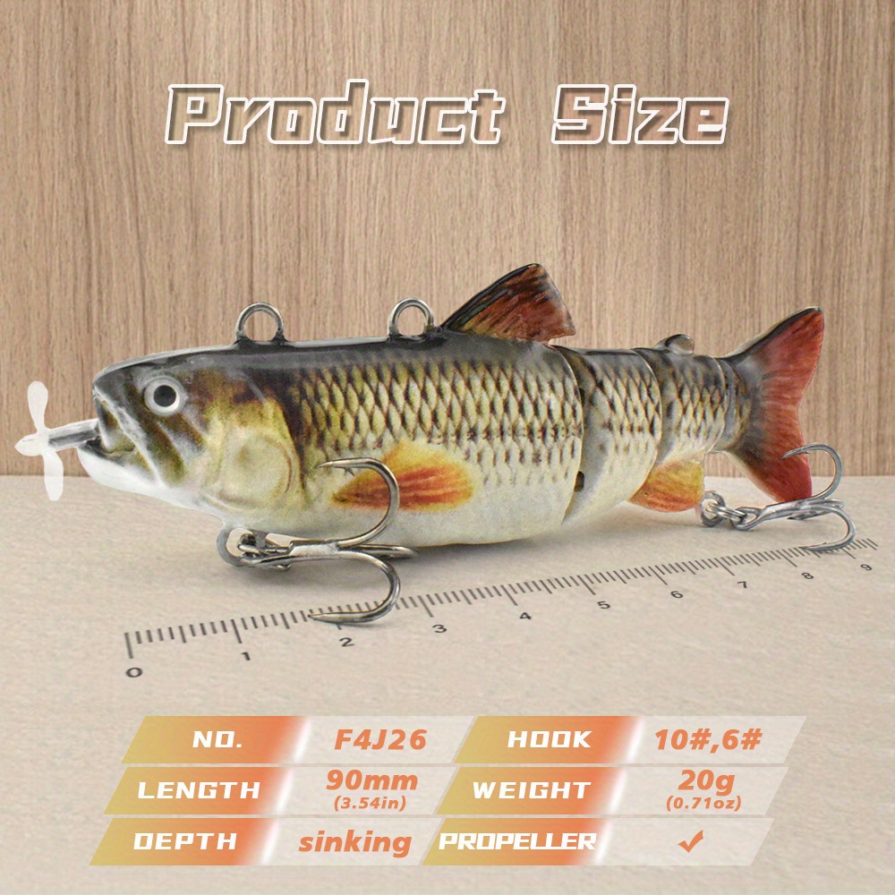 1pc Electronic Bionic Multi Jointed Wobbler Lure, USB Rechargeable Plastic  Hard Bait With LED Light, Fishing Tackle For Saltwater & Freshwater