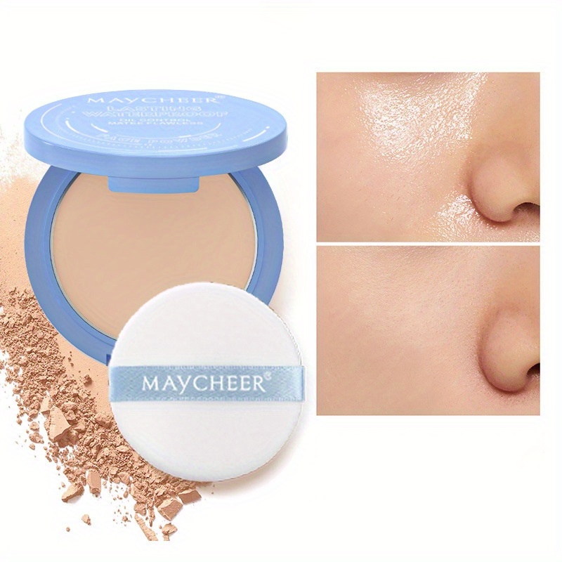 

3 Colors Oil Control Matte Face Powder, Long Lasting Flawless Setting Powder Compact Face Makeup With Puff