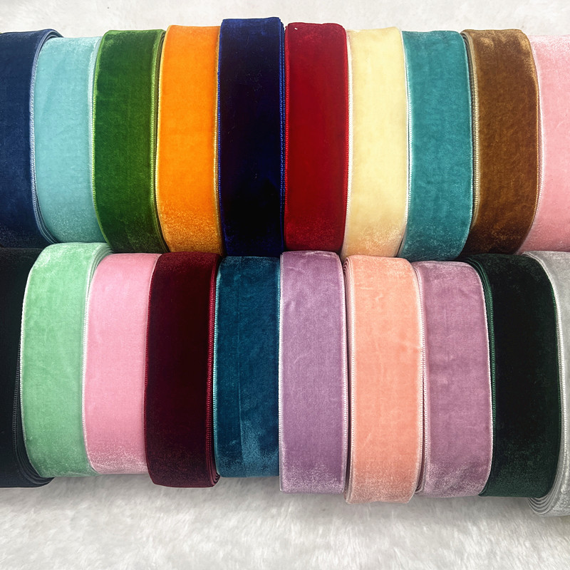 

1 Pack 5yards, 25mm, Multicolor Velvet Ribbon For Wedding Gift Packaging, Handmade Silk Ribbon, Hair Bow Ribbon, Diy Party Decoration, Christmas Ribbon