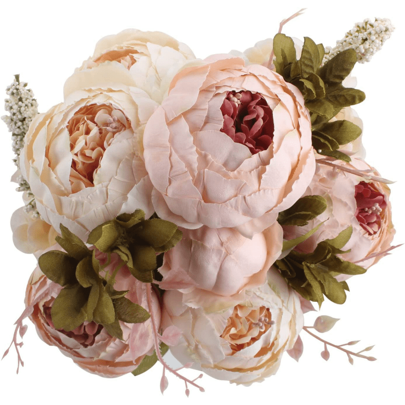 

13 Branches, Core Peony Simulation Bouquet Fake Flowers Vintage Artificial Peony Silk Flowers Wedding Home Decoration (light Pink)