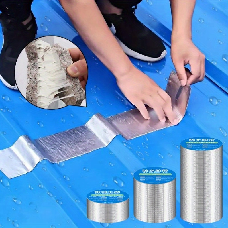 TEMU 1set Water Tape Leak Sealing Adhesive, Strong Butyl Roll Leak Sealing Adhesive, Leak Sealing For Cracks In Bungalows, Self-adhesive Roof Waterproofing Leak Sealing