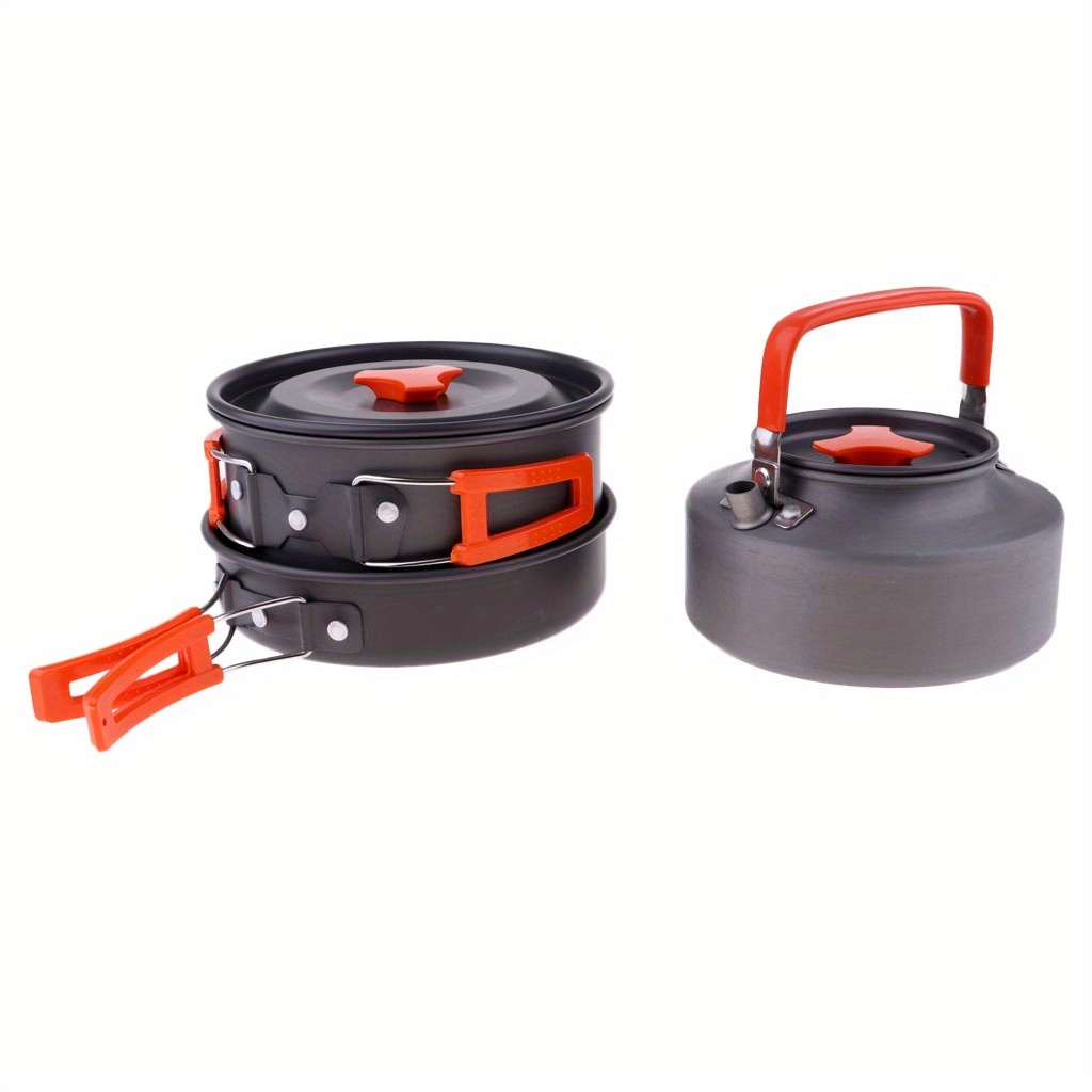 portable 2 3 person camping cookware set non stick aluminum pots pans kettle for   details 9