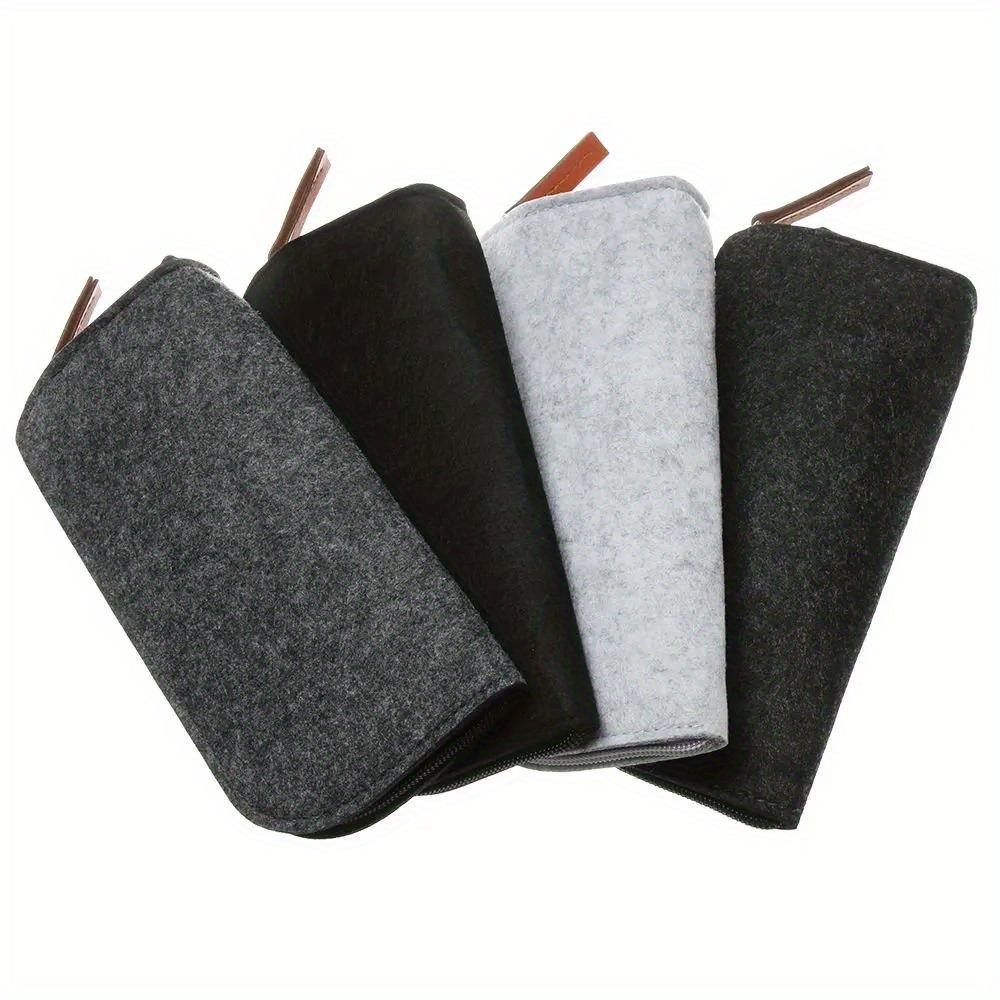 

1pc Wool Felt Zipper Case, Multi- Soft Portable Protective Pouch For Glasses, Sunglasses, Makeup, Data Cables, Pencils - And Compact Storage Bag