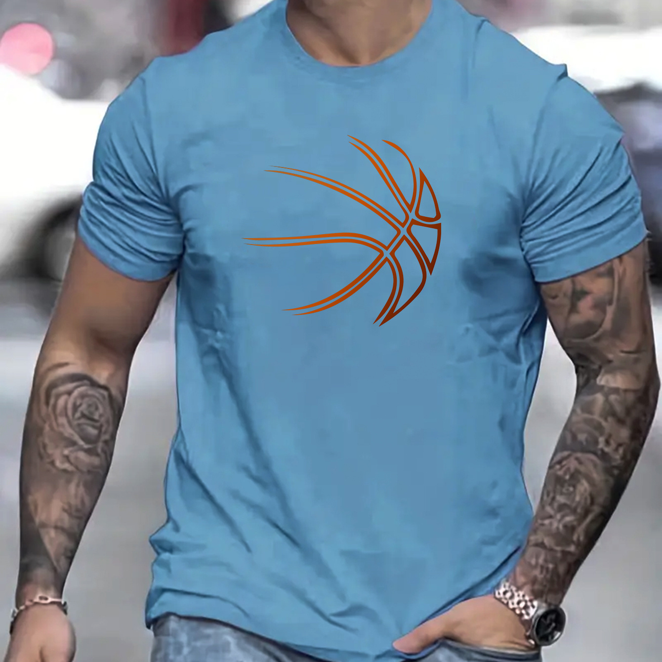 

Imprimé Graphique De Basket-ball, T-shirt Décontracté Pour Hommes, Vêtements Cool Pour Hommes Pour L'été Pour Les Activités Quotidiennes