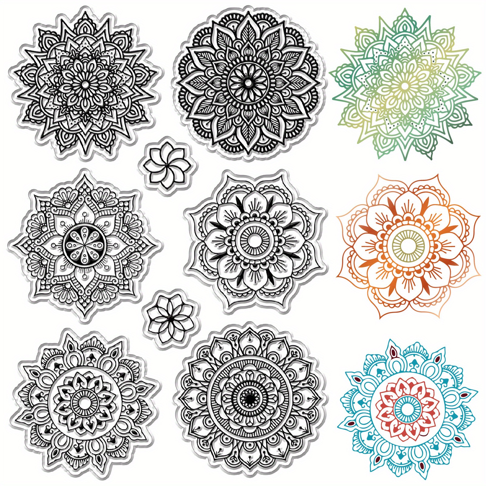 

1pc Mandala Plants Transparent Rubber Seal Stamps Retro Rubber Clear Stamp For Cards Making Diy Scrapbooking Photo Journal Album Decoration