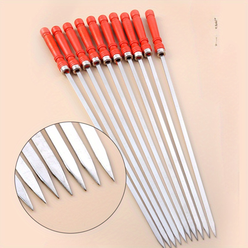 

10pcs, Yard Barbecue Tools, Large Barbecue Picks, Stainless Steel Roasted Lamb Skewers, Large Picks, Thickened Barbecue Picks, Kitchen Supplies, Kitchen Accessories, Bbq Accessories