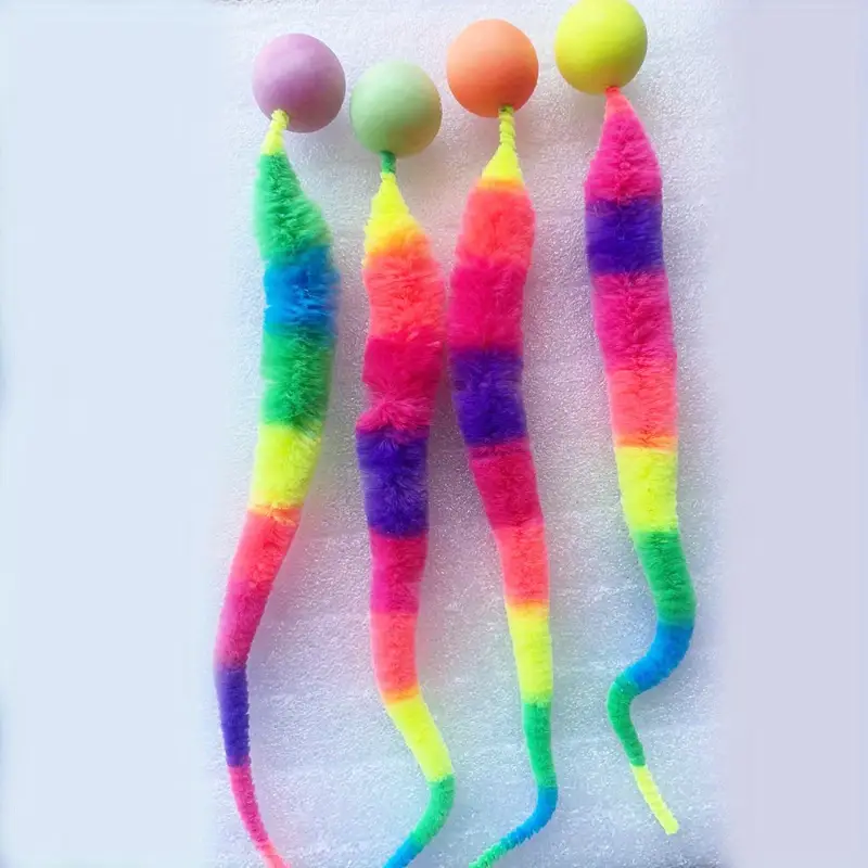 2pcs cat interactive toys colorful bouncing ball pet educational teaser toys indoor cat plush toys Product details 0