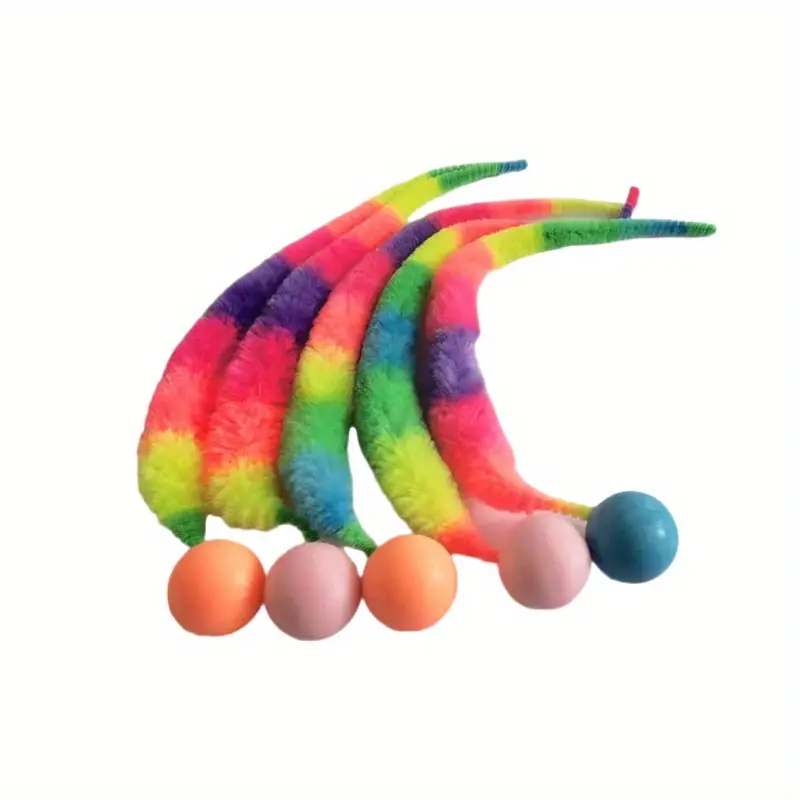 2pcs cat interactive toys colorful bouncing ball pet educational teaser toys indoor cat plush toys Product details 2