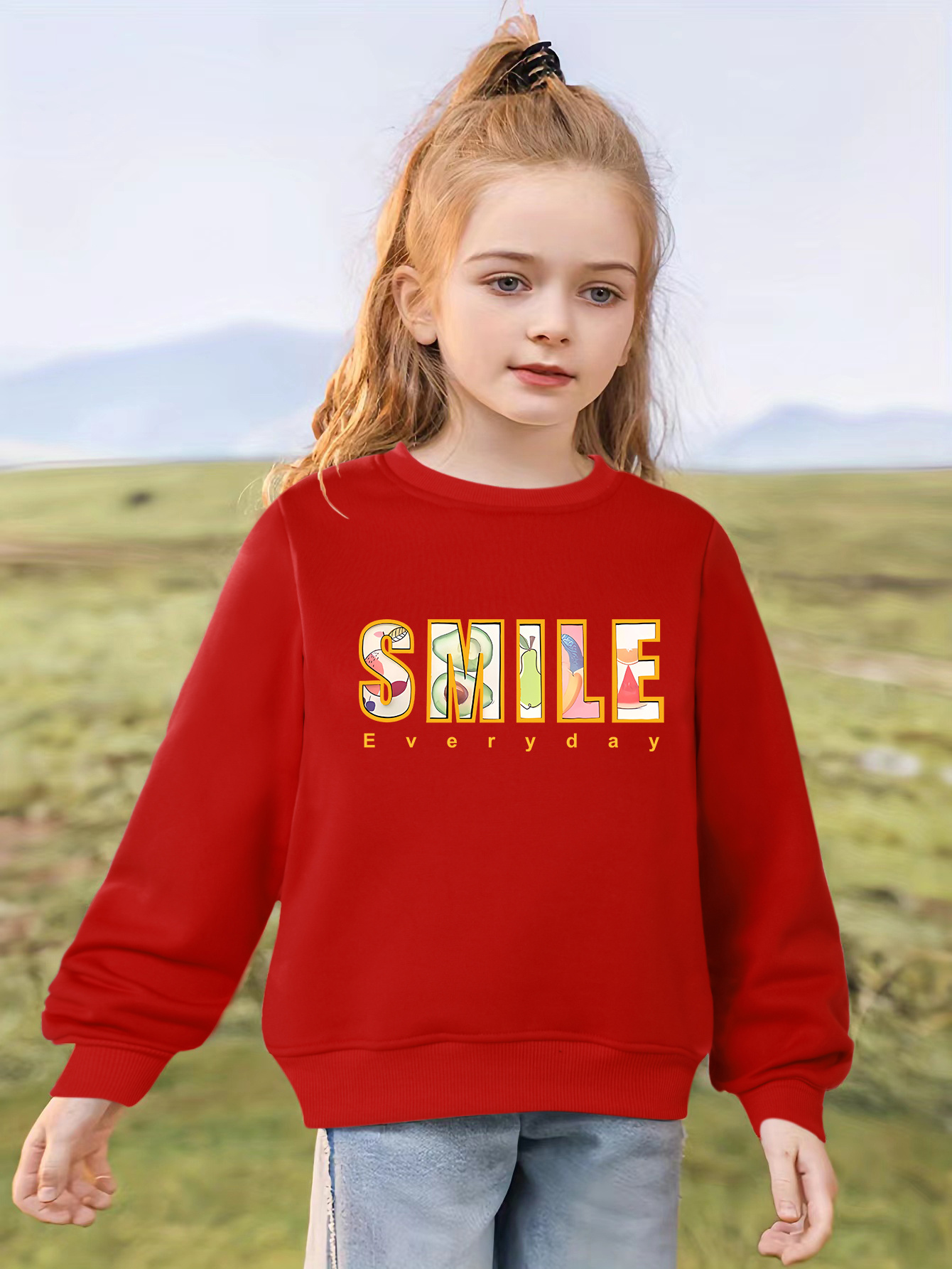 oversized grey sweatshirt smile print Temu Bahrain