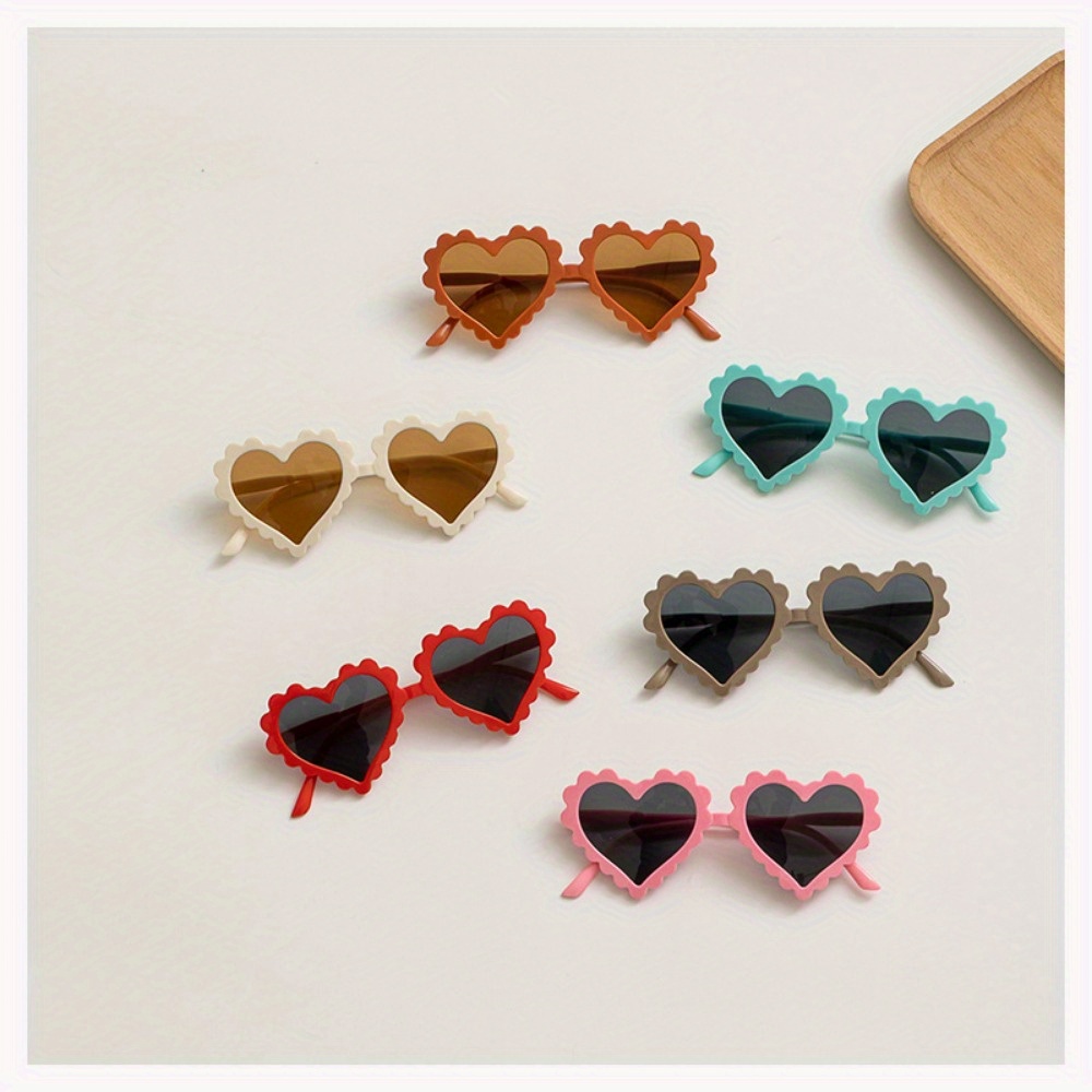 

Sweet Fresh Y2k Flower Edge Heart Fashion Glasses, For Boys Girls Outdoor Sports Party Vacation Travel Supply Photo Prop