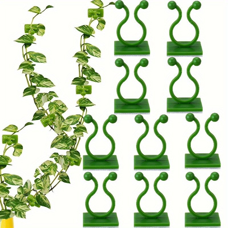 

10/20pcs, Plant Clips For Climbing Plants, Invisible Self-adhesive Plant Support Hooks, Wall Fixture Clips For Tomato Vegetable Gardening Tool (green)