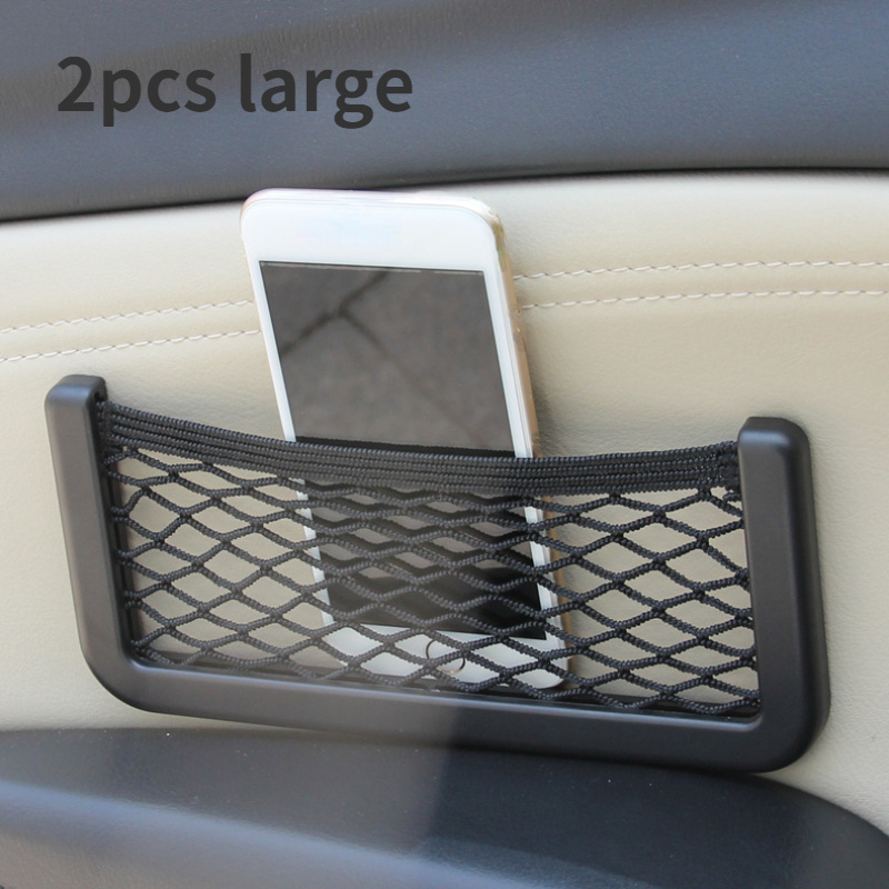 TEMU 2pcs Of Car Storage Mesh Pockets, Car Adhesive Mesh Pockets, Car Brackets, Car Accessories