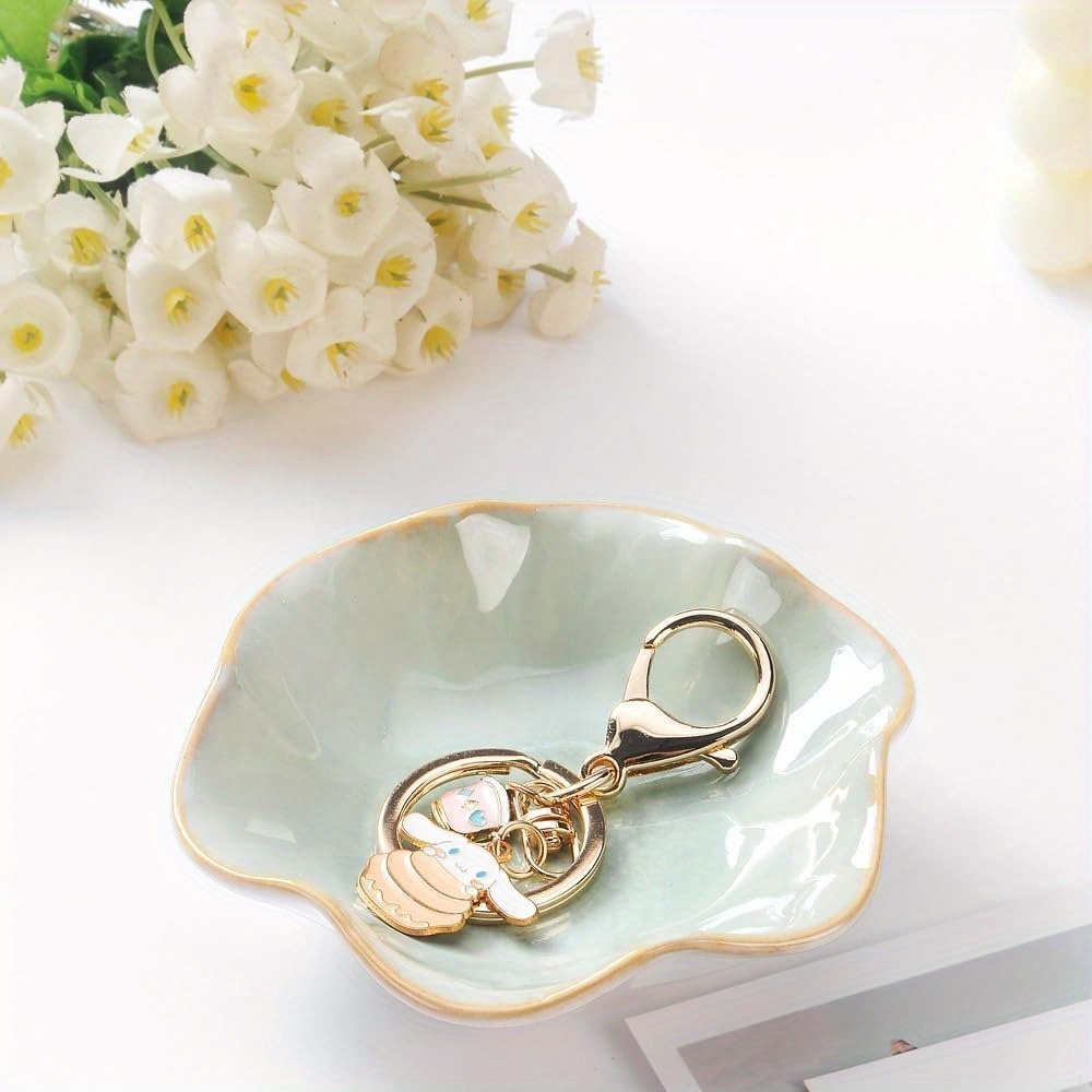

1pc Ceramic Jewelry Tray, Lotus Shaped Decorative Ring Tray, Small Key Bowl, Jewelry Tray Organized Necklace Earrings, For Home Room Living Room Office Decor, Mother's Day Spring Season Gift
