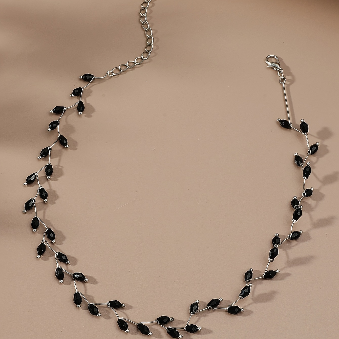 TEMU 1pc Of Stylish Black Synthetic Crystal Bead Choker Necklace For Women, Perfect For Accentuating