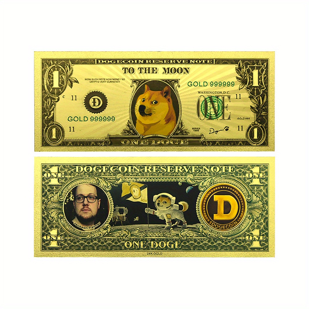 

1pc Dog Virtual Commemorative Golden Foil Banknote The Moon Digital Virtual Collection Holiday Gift Replica