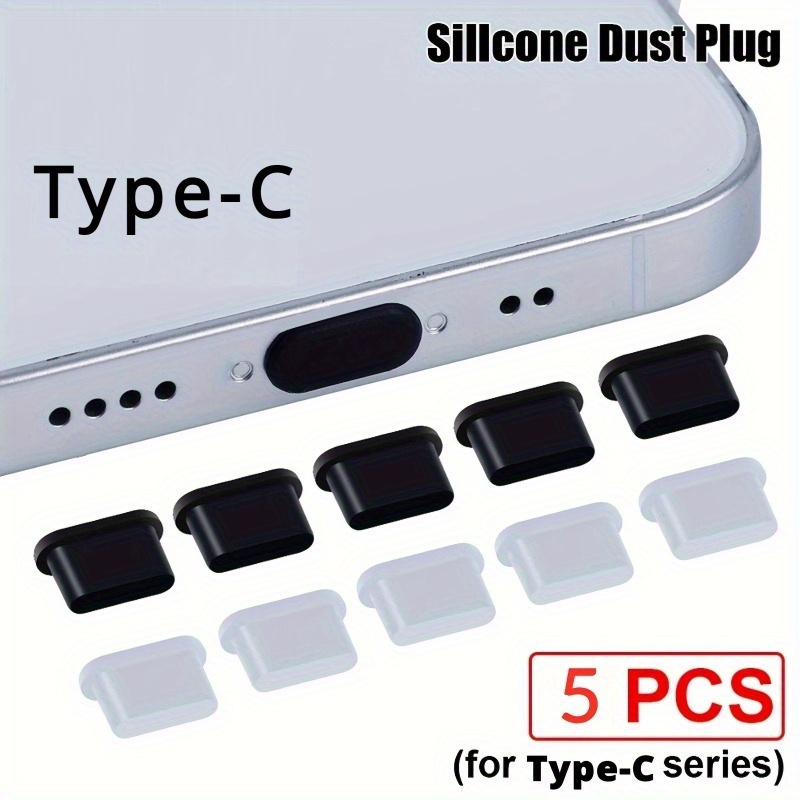 

5pcs Silicone Mobile Phone Dust Plug Type C Mobile Phone Charging Port Protector Rubber Dust Plug Dust Cover