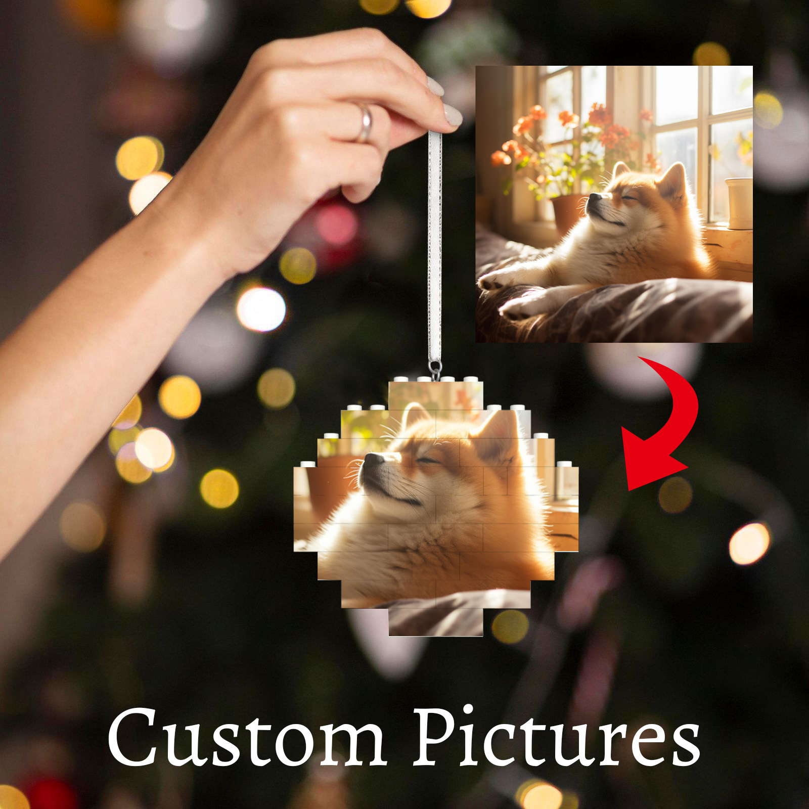 

1pc, Brick Personalized Pet Photo Block Puzzle Rhomboid Shaped Picture Customized Valentines Day Gifts For Him, Her, Couples