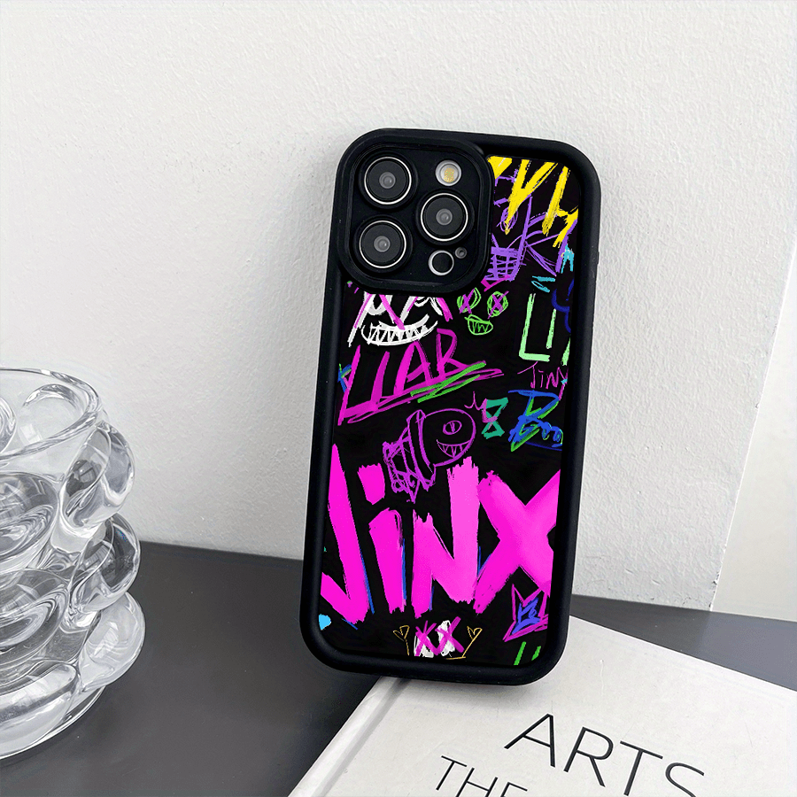 

1pc Black Bottom Graffiti Pattern Phone Protective Case For Iphone Series