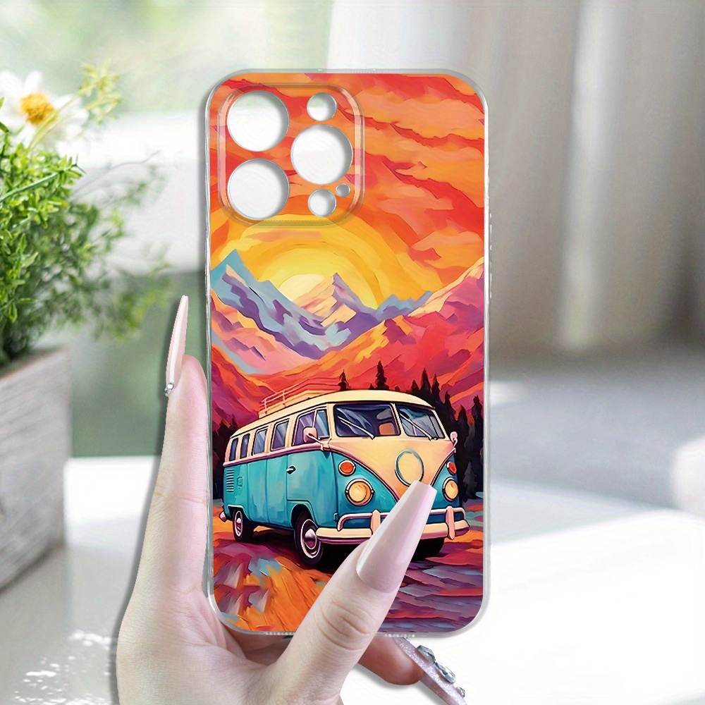 

Transparent Phone Case With Mountain Car Pattern, High-quality Texture Simple, For 15 14 13 12 11 Xs Xr X 7 8 Plus Pro Max Mini