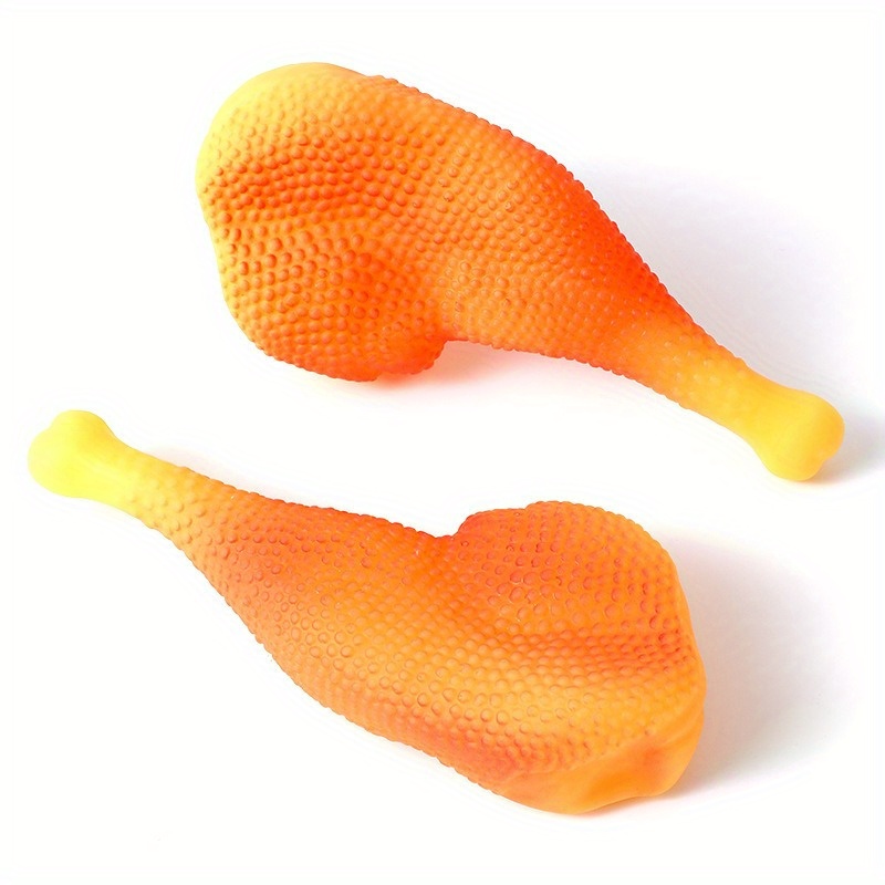 

1pc Orange Vinyl Chicken Leg Squeaky Toy For Small Dogs - Chew & Training Pet Toy With Textured Surface, Safe For All Breeds