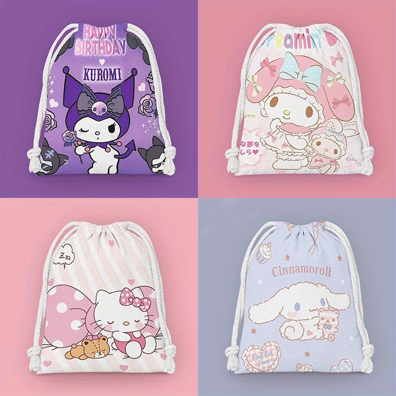

Hello Kitty Drawstring Bag, Cartoon Canvas Pouch For Storage, Makeup, And Toiletries, Portable Travel Organizer For School & Daily Use