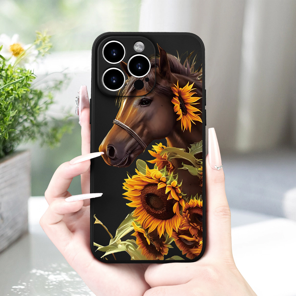 

Sunflower Pony Pattern Frosted Phone Case With High-end Texture, For 15 14 13 12 11 Xs Xr X 7 8 Plus Pro Max Mini
