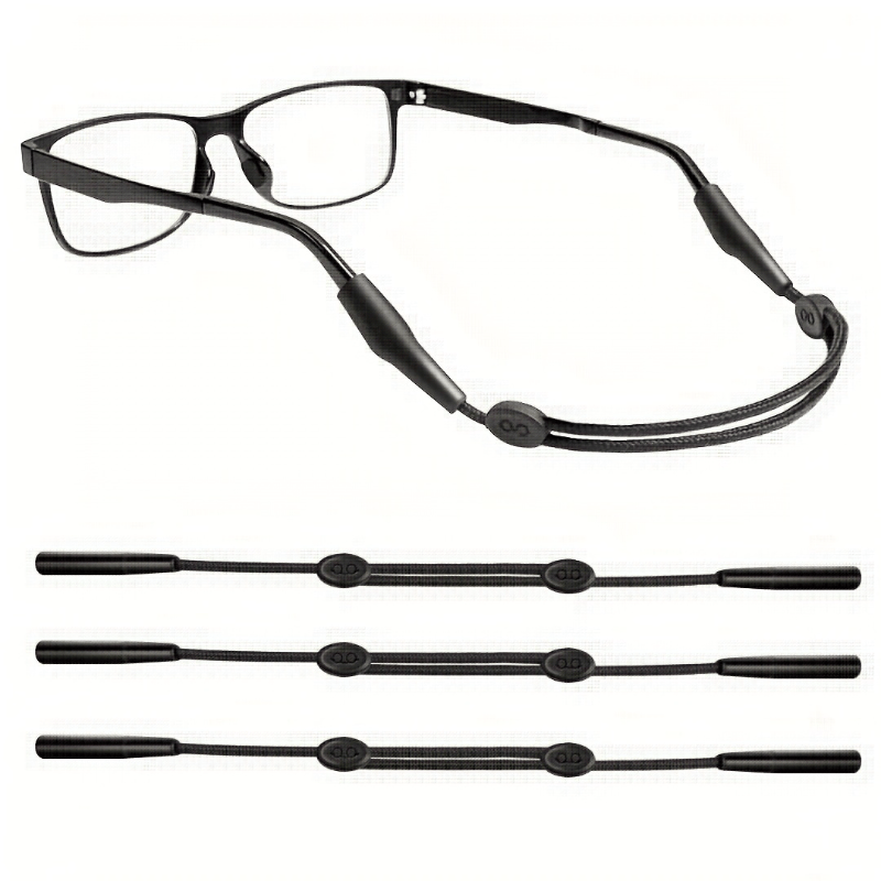 

3-pack Adjustable Silicone Glasses Straps For Men & Women - Secure Sports Eyeglasses Holder, Black Eyeglass Strap Eyeglasses Accessories