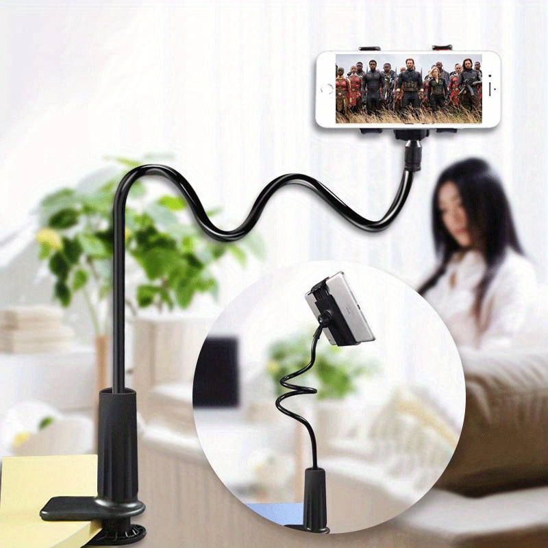 

1pc Mobile Phone Lazy Person Stand, Bedside Broadcast Tablet Computer Double Clamp Spiral Base, Desktop Phone Stand, Phone Holder, Home Essential