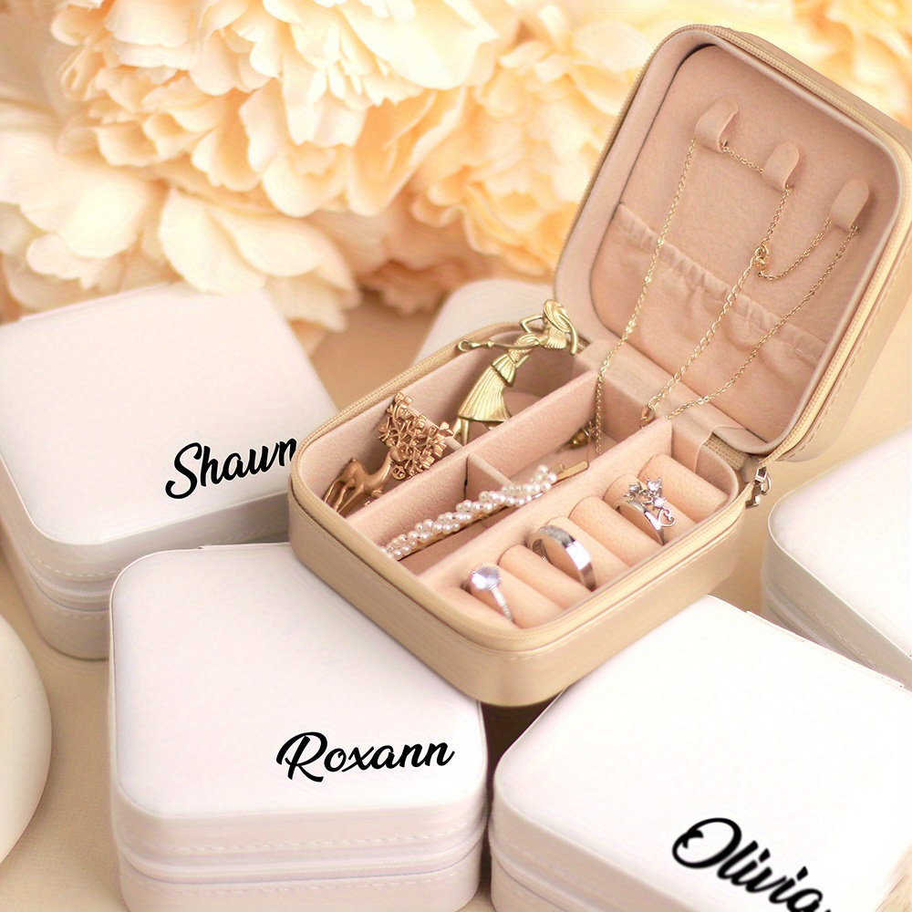 

1pc Customized Birthday Name Jewelry Box, Valentine's Day Christmas Jewelry Travel Storage Package Box, Mother's Day Mom Gift Display Box, Personalized Zipper Bag