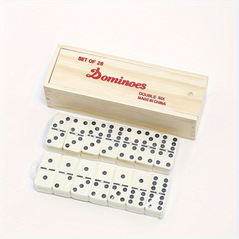 

Dominoes Set For Adults, Classic Board Games, Double 6 Domino Game Set, 28pcs With Wooden Case (2-4 Players)