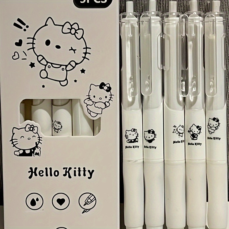 

5pcs/set, Hello Kitty Cute Gel Pen, Minimalist Gel Pen, School And Office Stationery Set